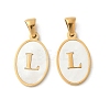 Natural Shell Oval with Initial Pendants STAS-I351-23G-L-1