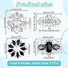 8Pcs 4 Styles Brass Rhinestone Shoe Decorations AJEW-GA0006-98-2