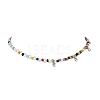 Bohemian Round Glass Seed Beaded Necklaces with Antique Silver Tone Alloy Heart Charms NJEW-JN05216-3