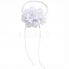 1Pc Retro Cloth Rose Flower Waxed Cord Wrap Choker Necklaces for Women NJEW-CP0001-05B-1