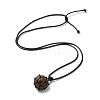 Natural Tiger Eye Round Pendant Necklace NJEW-H009-02-08-2