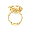 Flat Round Brass Micro Pave Cubic Zirconia Adjustable Ring Settings KK-K297-06G-3