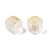 Frosted Glass Beads with Golden Glitter Powder DGLA-NH001-8mm-01A-2
