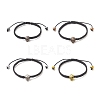 4Pcs 4 Color Synthetic Hematite & Alloy Skull Braided Bead Bracelets Set BJEW-JB09215-1