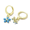 Flower Real 18K Gold Plated Brass Dangle Leverback Earrings EJEW-L268-009G-04-2