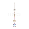 Iron Flower & Leaf AB Color Chandelier Decor Hanging Prism Ornaments HJEW-M002-18G-1