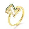 Mixed Color Enamel Initial Letter Adjustable Ring with Clear Cubic Zirconia RJEW-P045-01G-Z-4