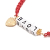 Word Love Braided Bead Bracelet with Alloy Enamel Heart Charm BJEW-JB07834-6