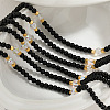 Elegant Round Natural Black Onyx(Dyed & Heated) & Glass & Freshwater Pearl Beaded Necklaces WB9753-3