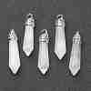 Bullet Natural Quartz Crystal Pointed Pendants G-E332-C28-2