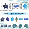 56Pcs 8 Styles Glazed Porcelain Beads PORC-SC0001-37-2