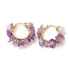 Natural Amethyst Chips Braided Hoop Earrings EJEW-JE04940-05-1