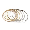 7Pcs 3 Colors PVD Vacuum Plating 202 Stainless Steel Plain Flat Ring Bangle Sets BJEW-M317-14B-1