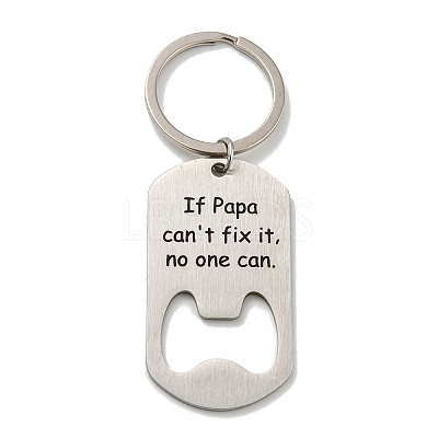 Father's Day Gift 201 Stainless Steel Oval with Word Bottle Opener Keychains LS-KEYC-E040-02P-01-1