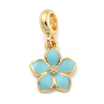 Rack Plating Alloy Enamel Flower European Dangle Charms FIND-B034-55G-07-1