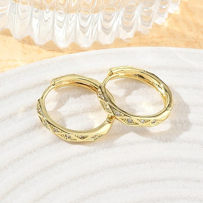 Brass Micro Pave Cubic Zirconia Hoop Earrings KK-CBA30C7-05G-1