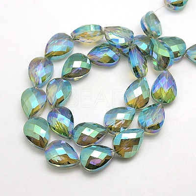 Electroplate Crystal Glass Teardrop Beads Strands EGLA-F066B-05-1