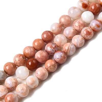 Natural Pink Agate Beads Strands G-K350-C02-6mm-1