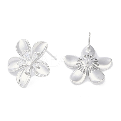 Brass Pave Clear Cubic Zirconia Stud Earring Findings KK-F875-05P-1
