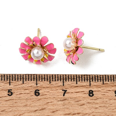 Brass Enamel Stud Earrings KK-CBA8324-27G-03-1