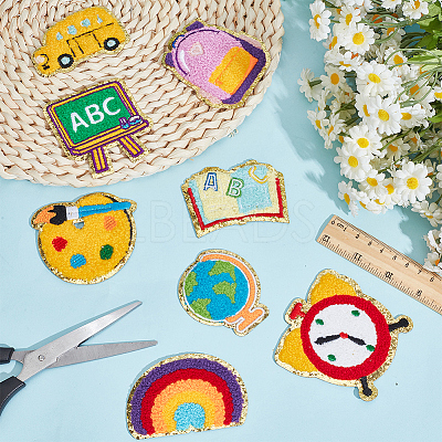 8Pcs 8 Styles Back to School Polyester Clothing Patches PATC-CY0001-55-1