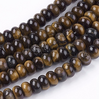 Natural Gemstone Tiger Eye Stone Rondelle Beads Strands G-S105-8mm-20-1