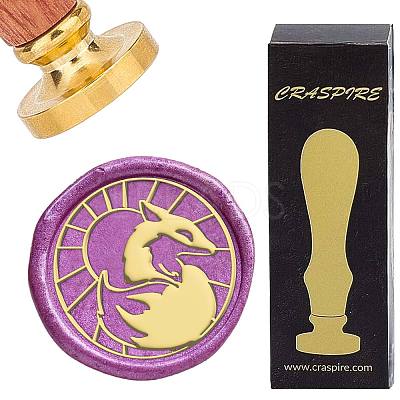 Brass Wax Seal Stamps with Wood Handle AJEW-WH0412-0167-1