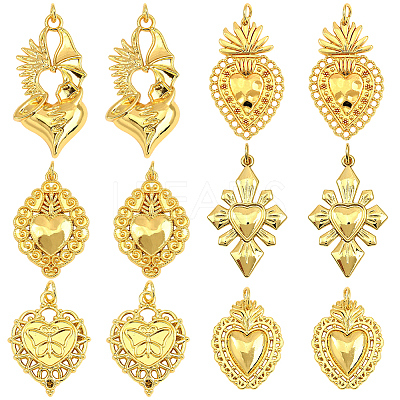 12Pcs 6 Styles Alloy Pendants FIND-SC0017-32-1