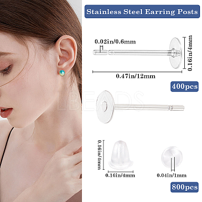 1600Pcs 2 Styles 304 Stainless Steel Flat Round Blank Peg Stud Earring Findings FIND-BBC0003-53B-1