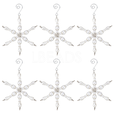 Snowflake Glass Pendant Decoration HJEW-GO00054-1