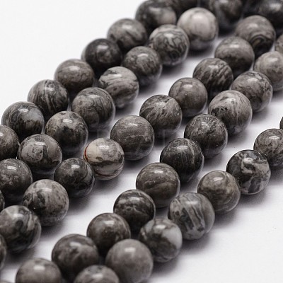 Natural Map Stone/Picasso Stone/Picasso Jasper Bead Strands X-G-D840-60-6mm-1