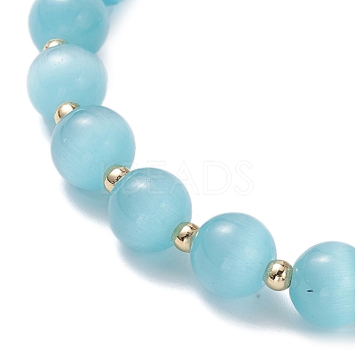 Cat Eye Beads Stretch Bracelets for Women BJEW-TA00691-03-1