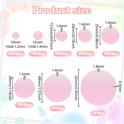 1340Pcs 8 Styles PVC Paillette/Sequin Pendants PVC-GA0001-01A-1