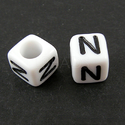 Letter Acrylic European Large Hole Beads OPDL-R050-10mm-N-1