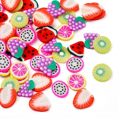 1800Pcs 6 Style Fruit Theme Handmade Polymer Clay Cabochons CLAY-YW0001-22-1
