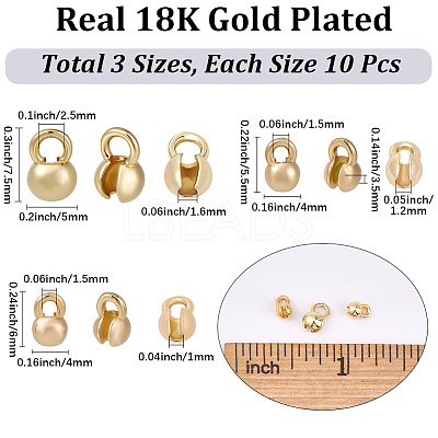 30Pcs 3 Styles Brass Bead Tips KK-SC0007-77-1