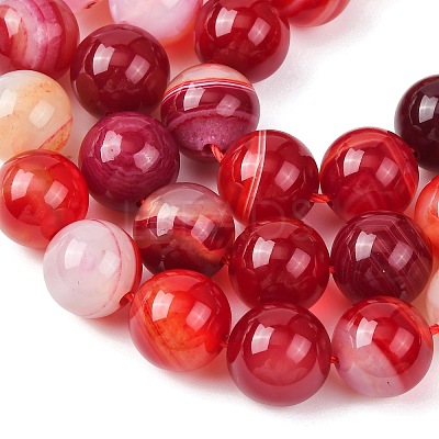 Natural Striped Agate/Banded Agate Bead Strands G-K155-B-10mm-01-1