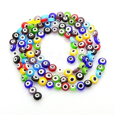 Handmade Evil Eye Lampwork Bead Strands X-LAMP-J029-8mm-M-1