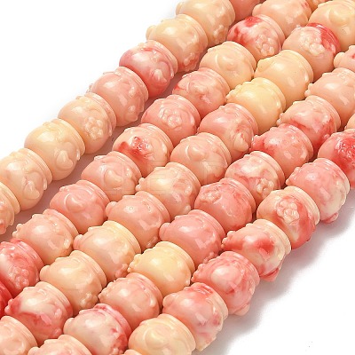 Synthetic Coral Dyed Carved Beads BSHE-H114-03A-1