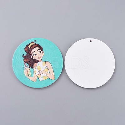 Printed Wooden Big Pendants WOOD-S048-M-1