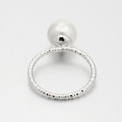 Brass Acrylic Pearl Finger Rings for Wedding Jewelry RJEW-J061-P-1