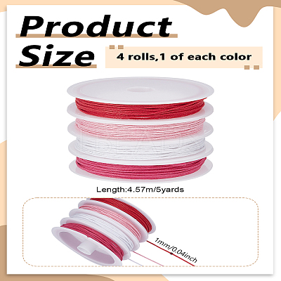 20 Yards 4 Colors Waxed Cotton Thread Cords YC-LP0001-05A-1