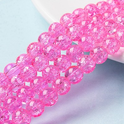 Spray Painted Crackle Glass Beads Strands CCG-Q001-8mm-02-1