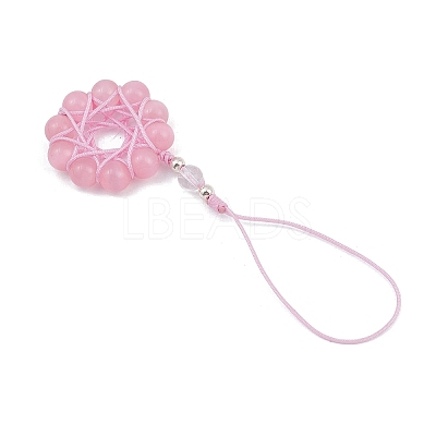 Cat Eye Flower Pendant Decorations HJEW-TA00419-02-1