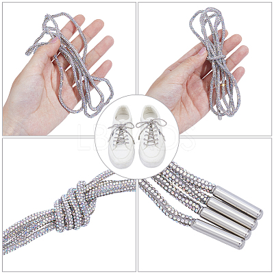 Rubber Rhinestone Shoelaces AJEW-WH0752-498B-1