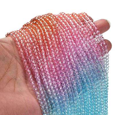 Transparent Painted Glass Beads Strands X1-DGLA-A034-T4mm-A19-1