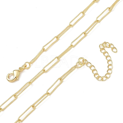 2.7MM Brass Textured Paperclip Chain Necklaces for Women KK-CBA2293-19G-1
