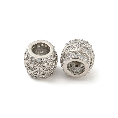 Brass Micro Pave Cubic Zirconia European Beads KK-H452-12P-1