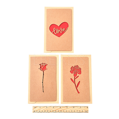 3 Sets Kraft Paper Greeting Cards AJEW-FS0001-27C-1