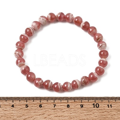 Natural Argentina Rhodonite Round Beaded Stretch Bracelets GG-CBAB07B-01-1